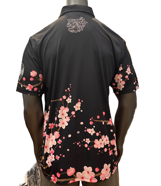 Black Cherry Blossom Mens Polo