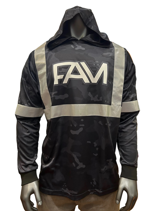 Black Camo Reflective HI VIZ Long Sleeve Hoodie Series 4
