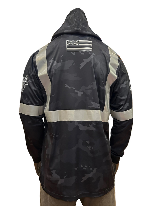 Black Camo Reflective HI VIZ Long Sleeve Hoodie Series 4