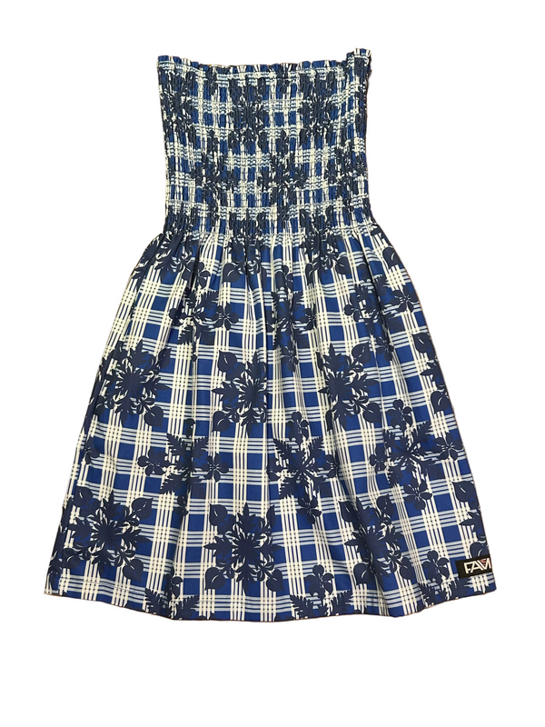 Blue Palaka Quilt Mini Dress