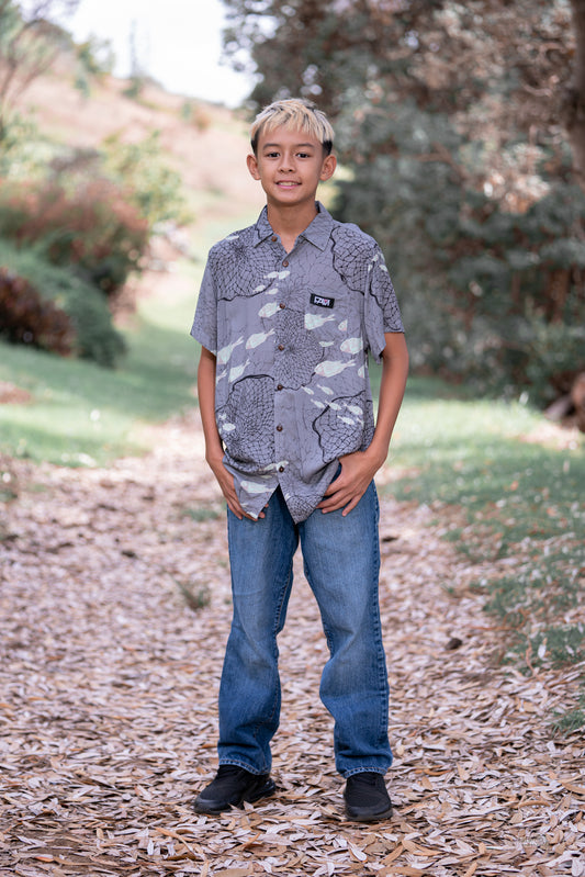 Youth Ahinahina Upena Aloha Shirt