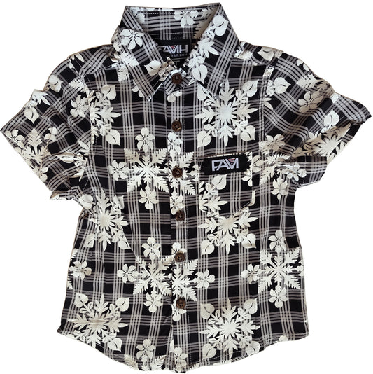 Toddler/Youth Black Palaka Quilt Aloha Shirt