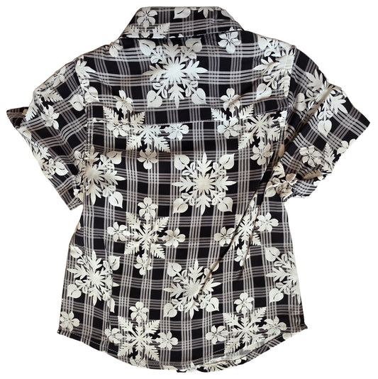 Toddler/Youth Black Palaka Quilt Aloha Shirt