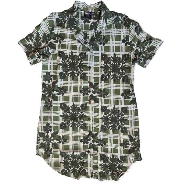 Green Palaka Quilt Dress Shirt