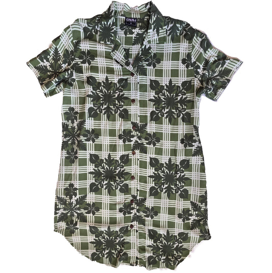 Green Palaka Quilt Dress Shirt