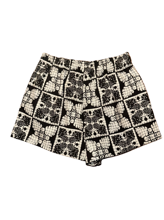Black Palaka Ulu/Mon Quilt Shorts