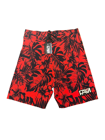 Red Floral Board Shorts