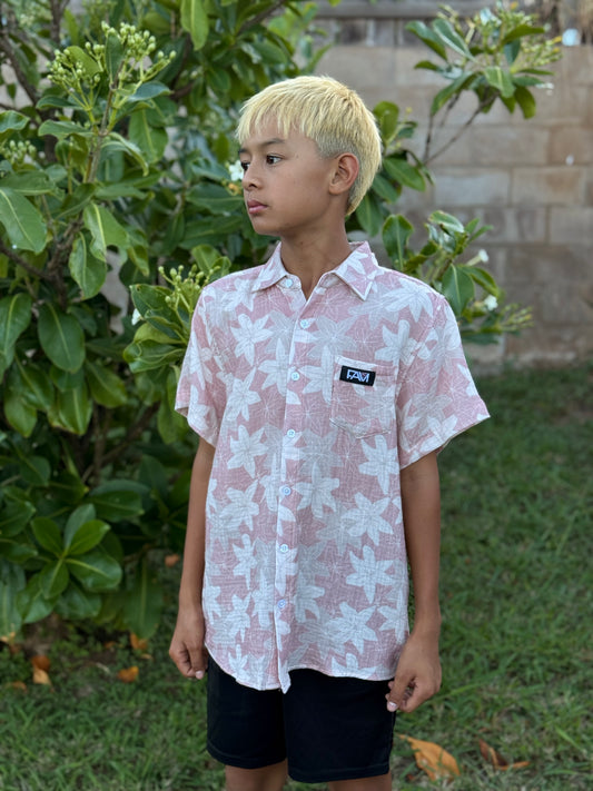 Youth Blush Lillies Aloha Shirt
