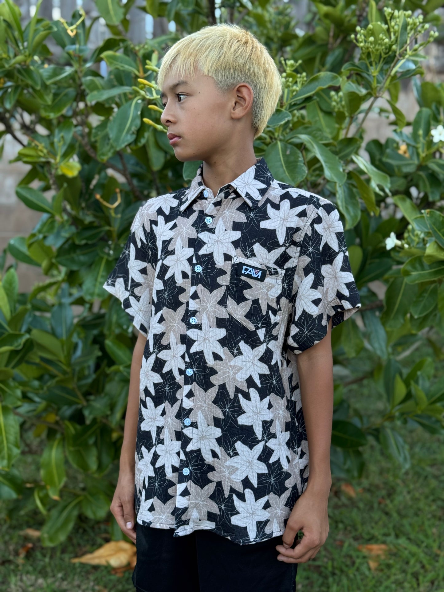 Midnight Lilies Youth Aloha Shirt