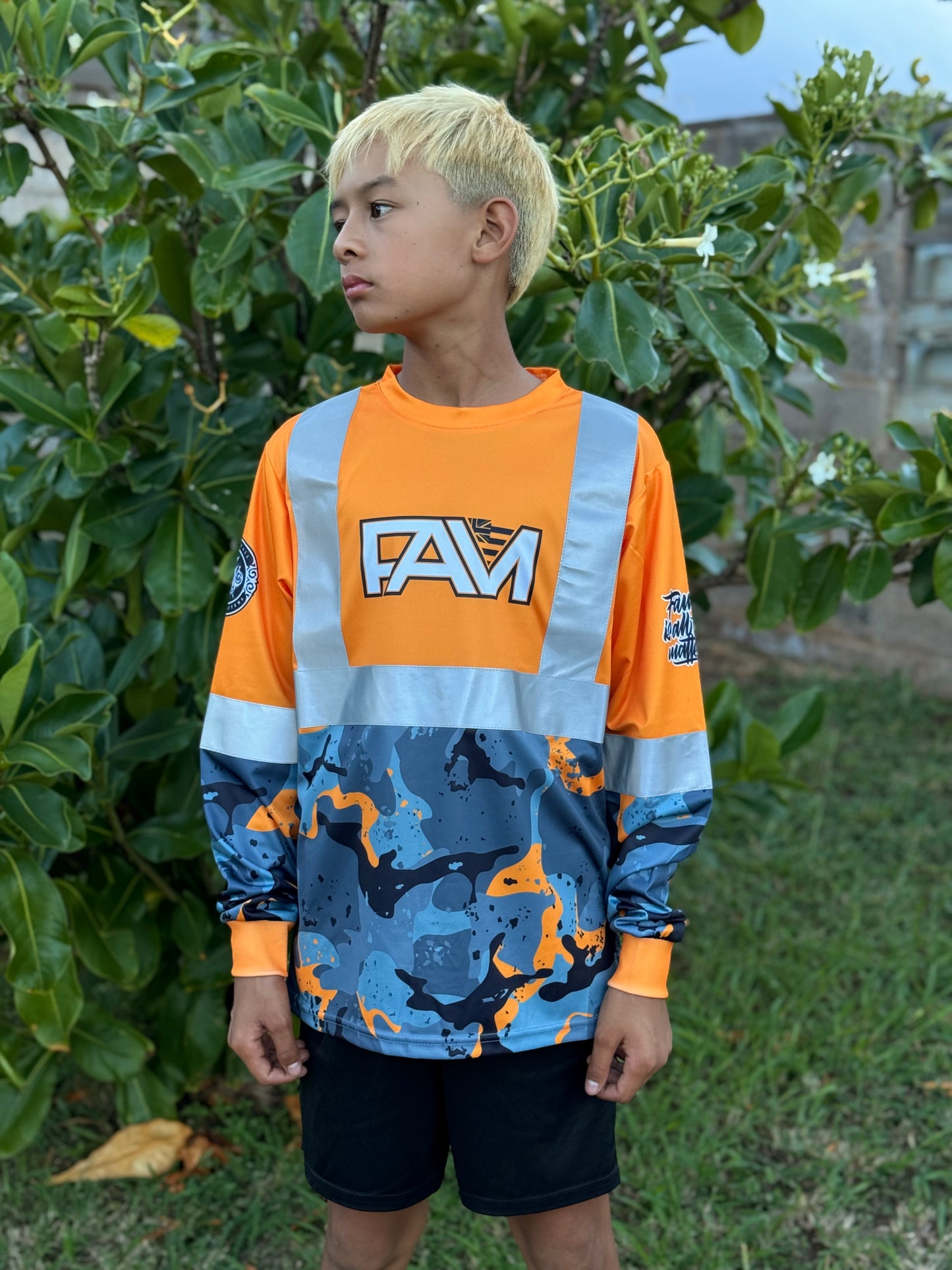 Youth Orange Camo Long Sleeve Hi Viz