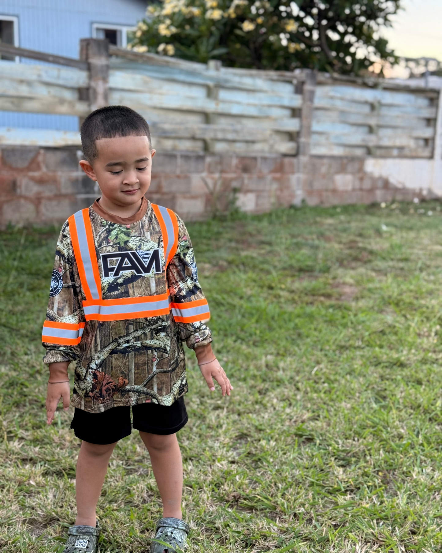 Youth Forest Camo Long Sleeve Hi Viz
