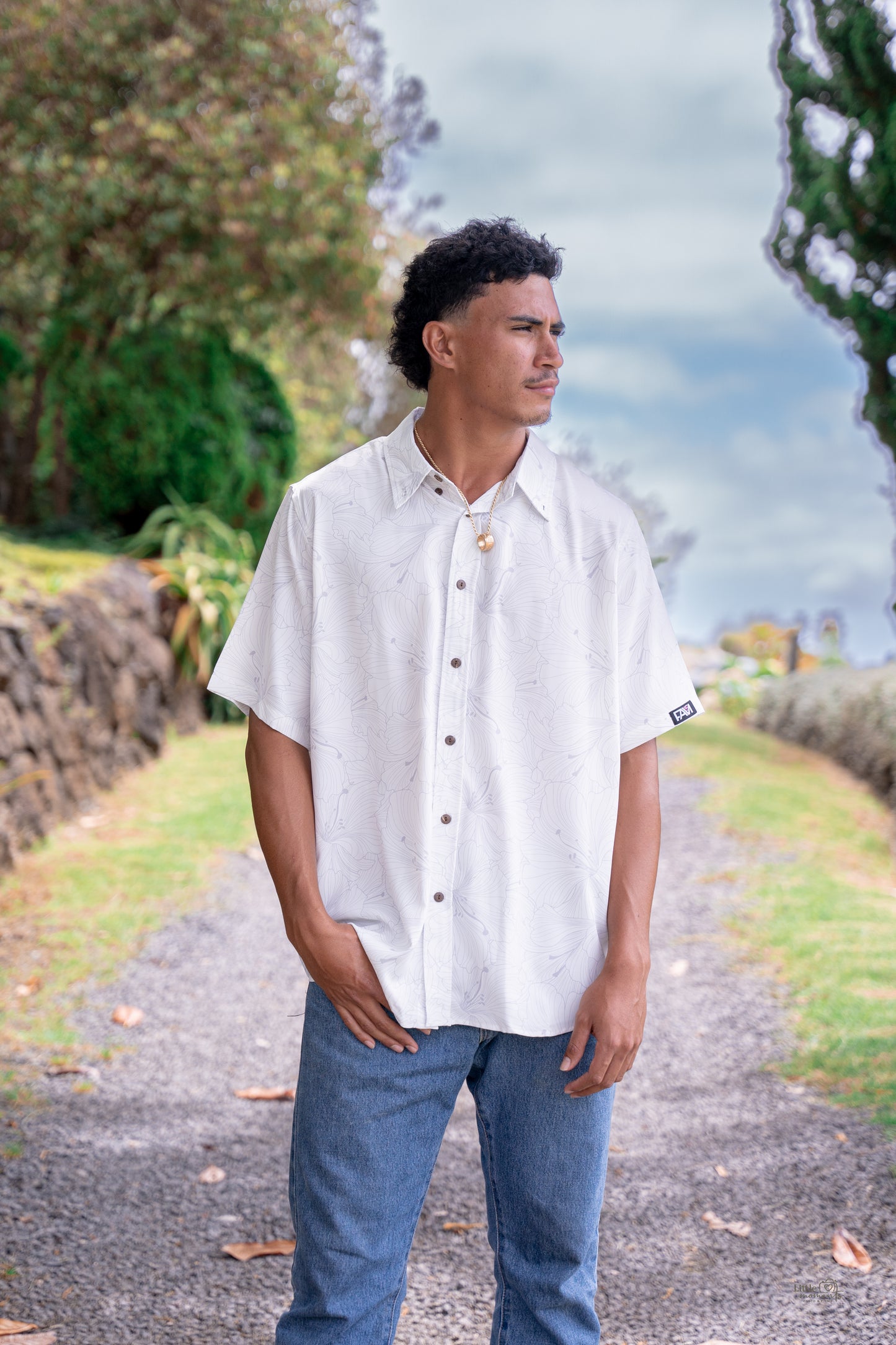 White Hibiscus Aloha Shirt V2