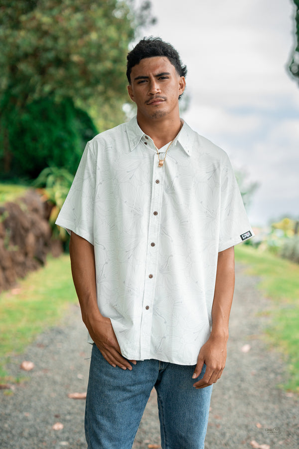 White Hibiscus Aloha Shirt V2