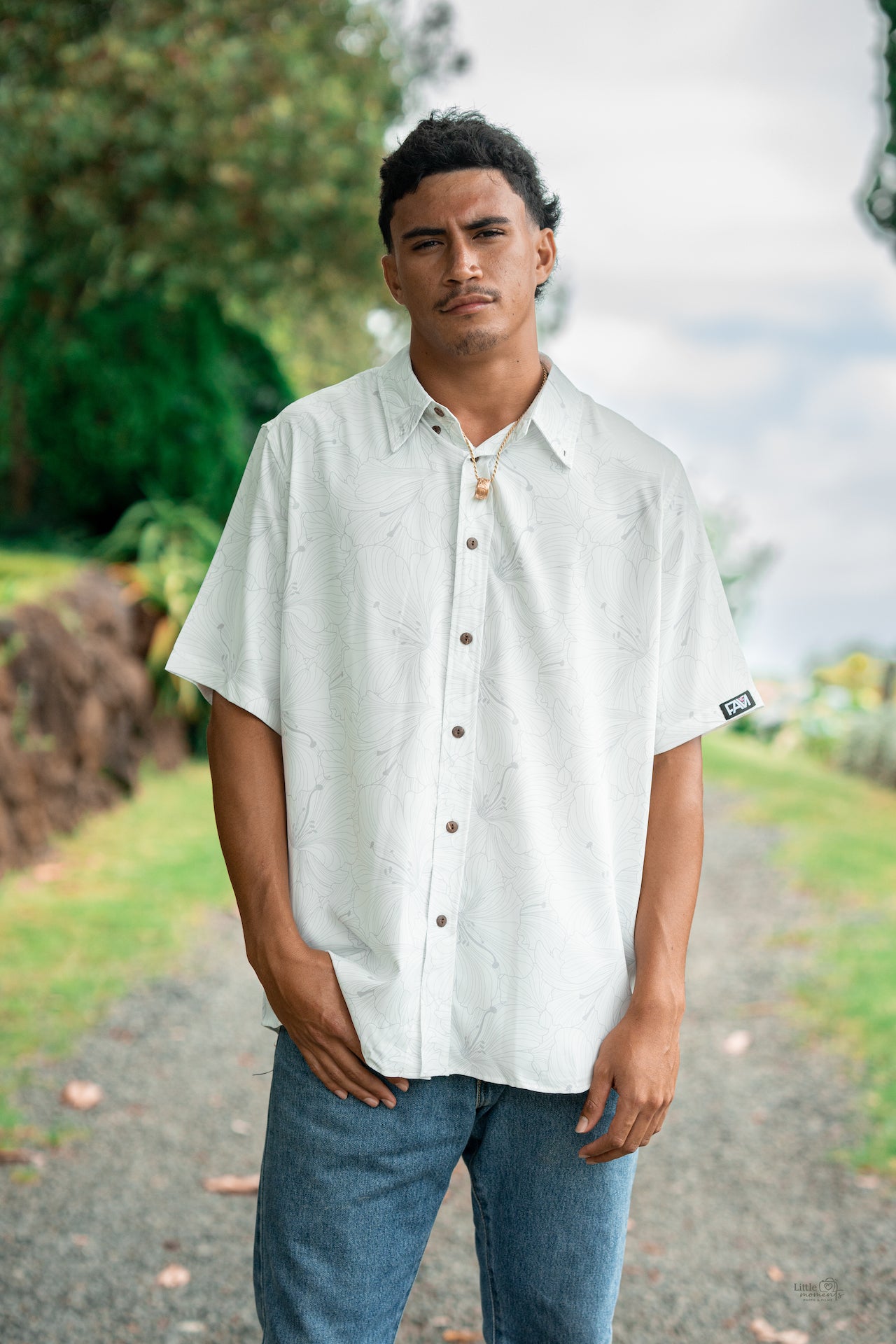 White Hibiscus Aloha Shirt V2