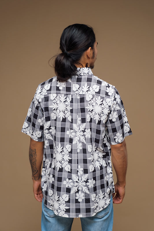 Black Palaka Quilt Aloha Shirt