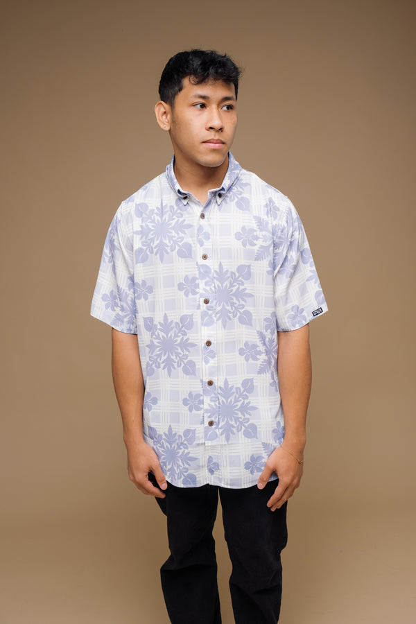 Lavender Palaka Quilt Aloha Shirt