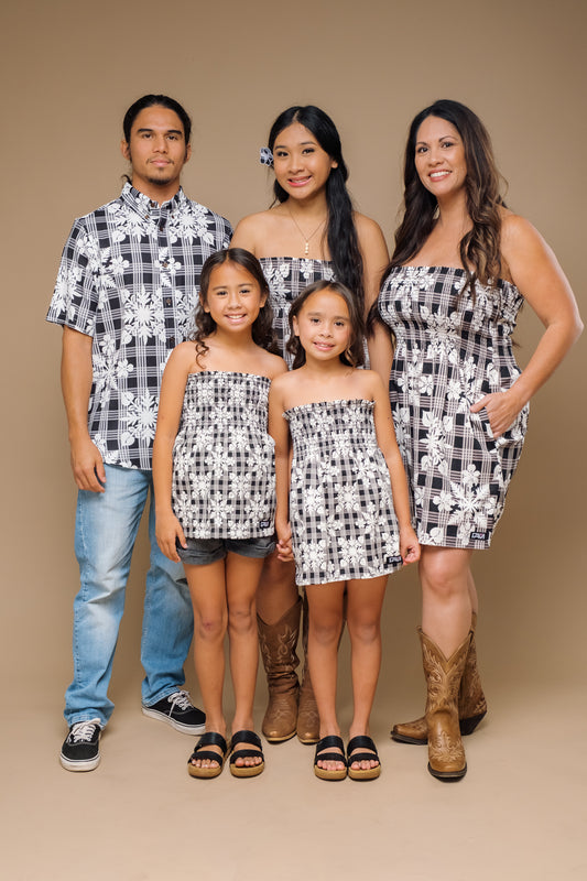 Black Palaka Quilt Mini Dress