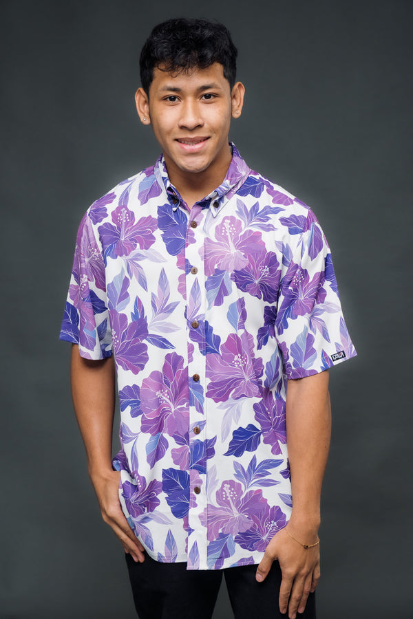 Retro Lavender Hibiscus Aloha Shirt