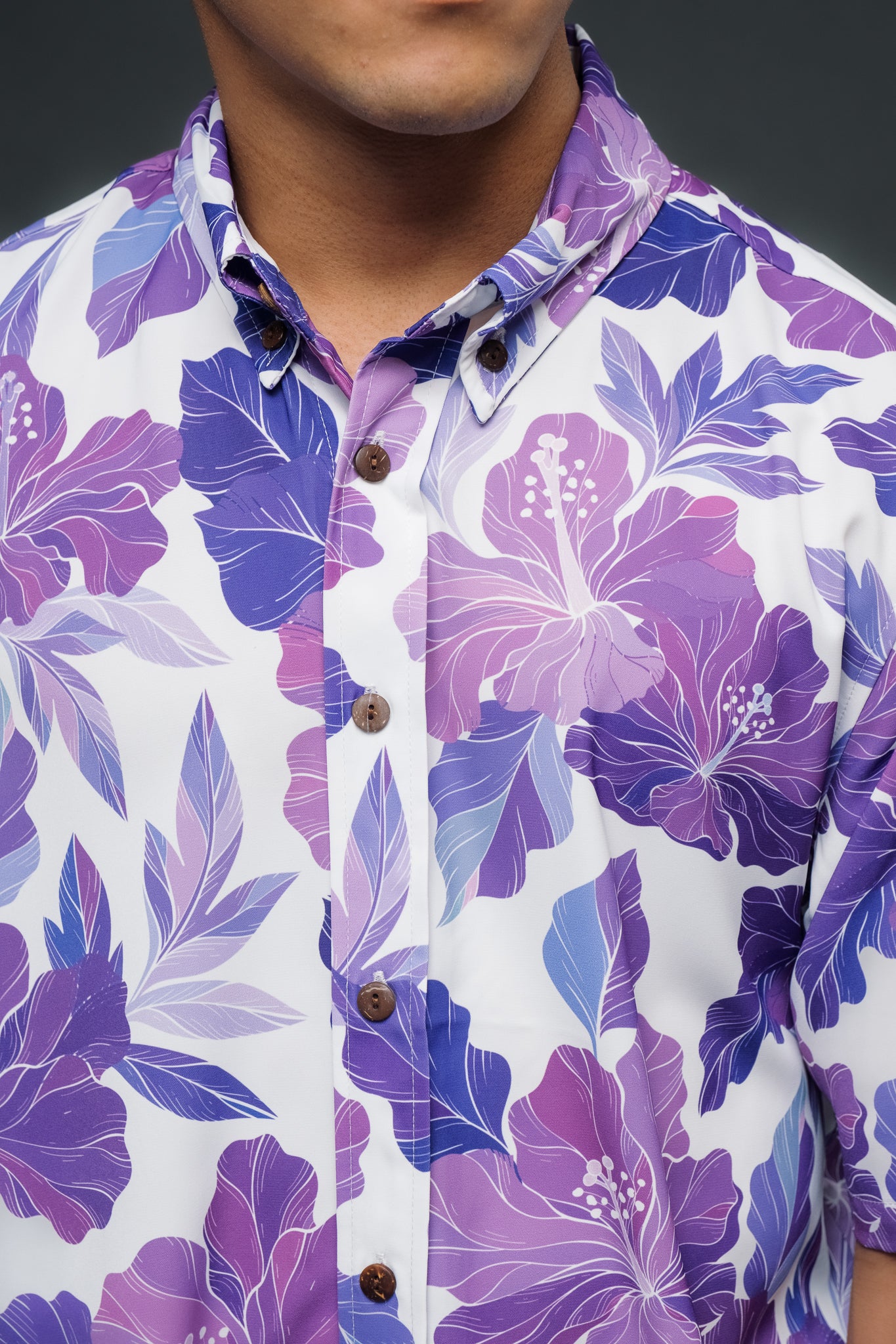 Retro Lavender Hibiscus Aloha Shirt