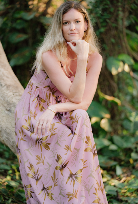 Pink Birds of Paradise Maxi Dress