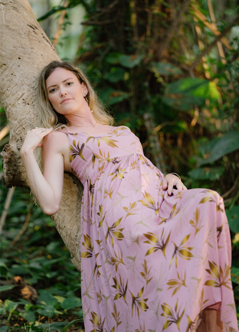 Pink Birds of Paradise Maxi Dress