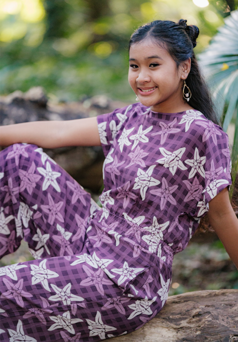 Purple Crown Palaka Romper-Pants