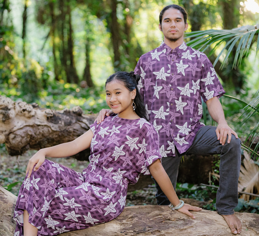 Purple Crown Palaka Aloha Shirt