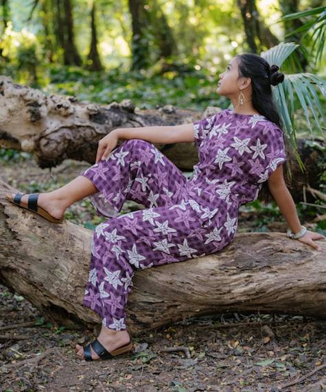 Purple Crown Palaka Romper-Pants