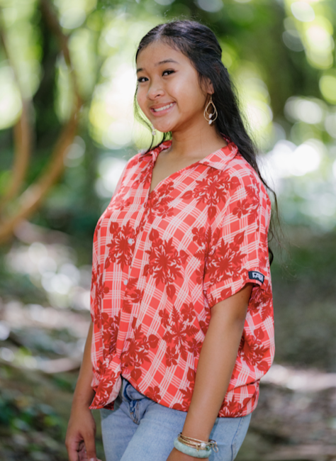 Red Palaka Quilt Oversized Blouse
