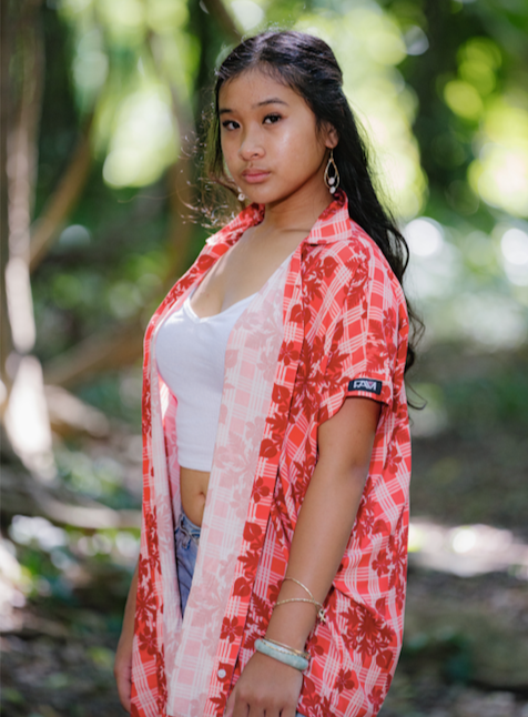 Red Palaka Quilt Oversized Blouse