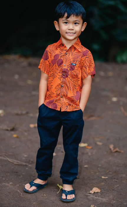 Red Ulu Youth Aloha Shirt