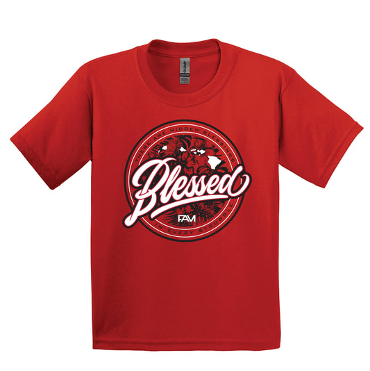 Red Floral Blessed Youth Tee