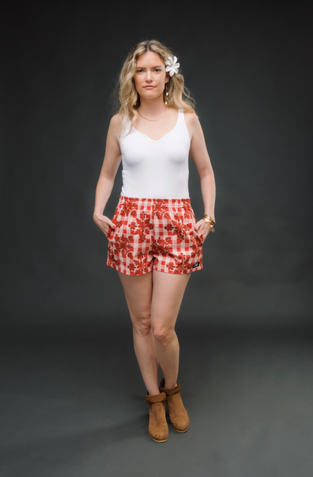 Red Palaka Quilt Shorts