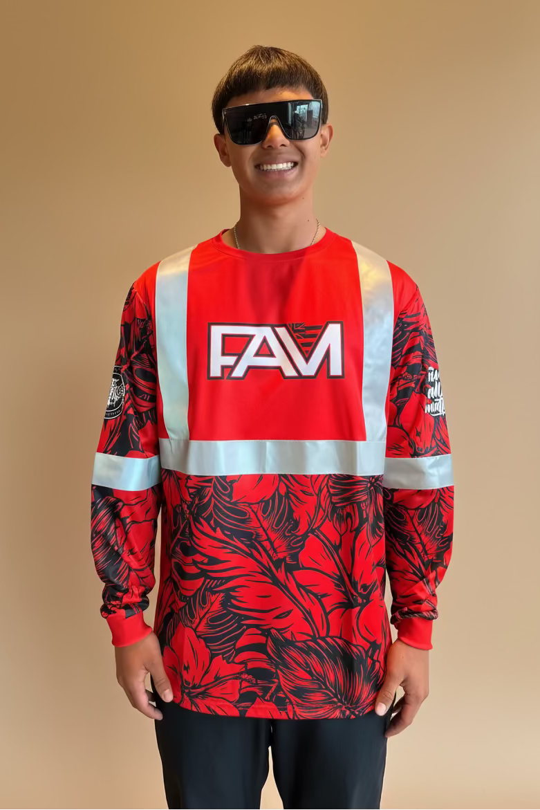 Red Tropics Long Sleeve Hi Viz