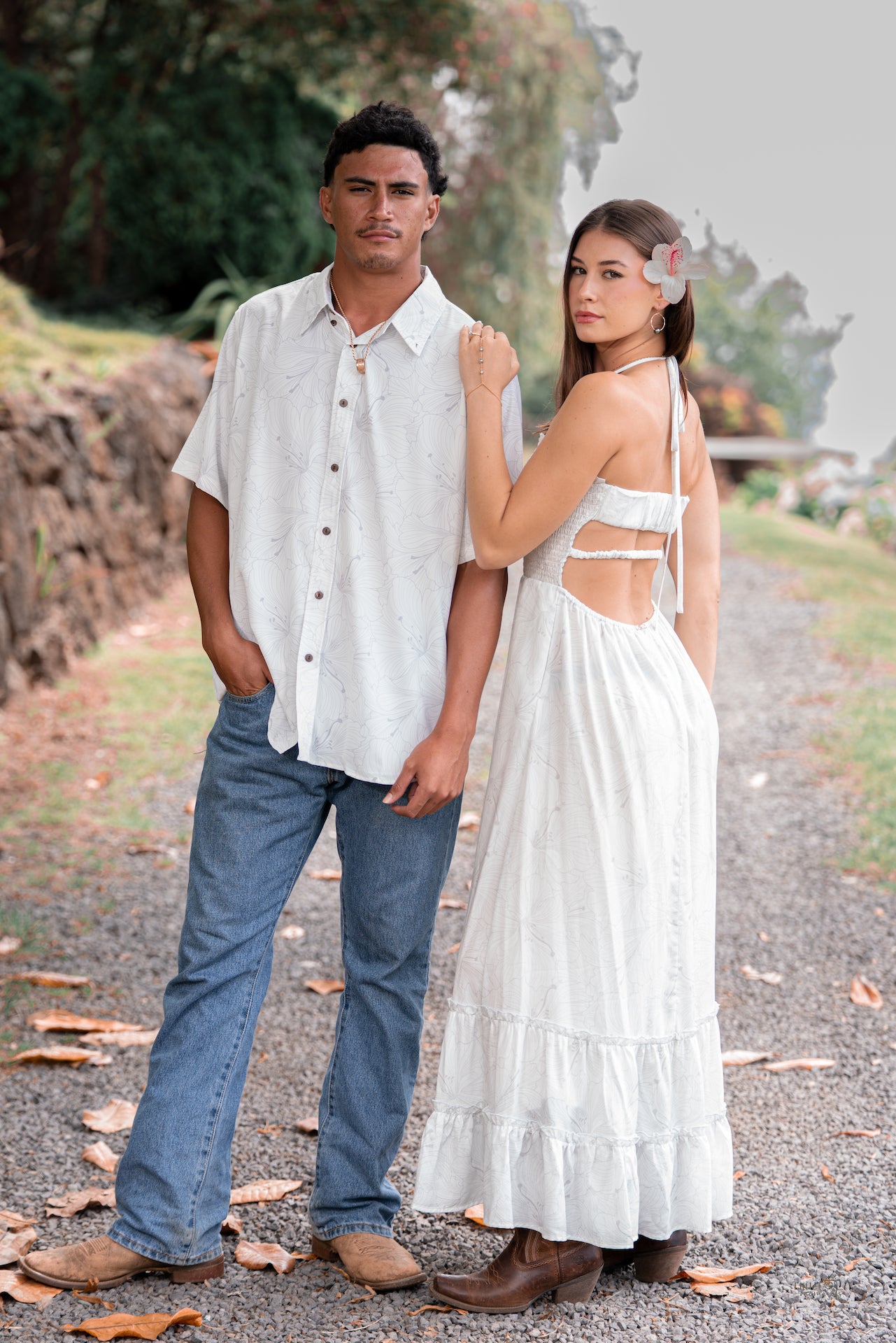 White Hibiscus Aloha Shirt V2