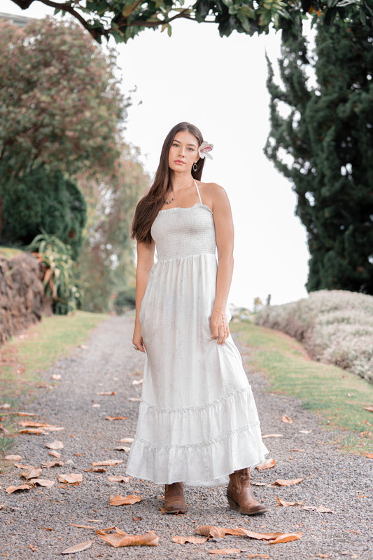 White Hibiscus Skirt Maxi