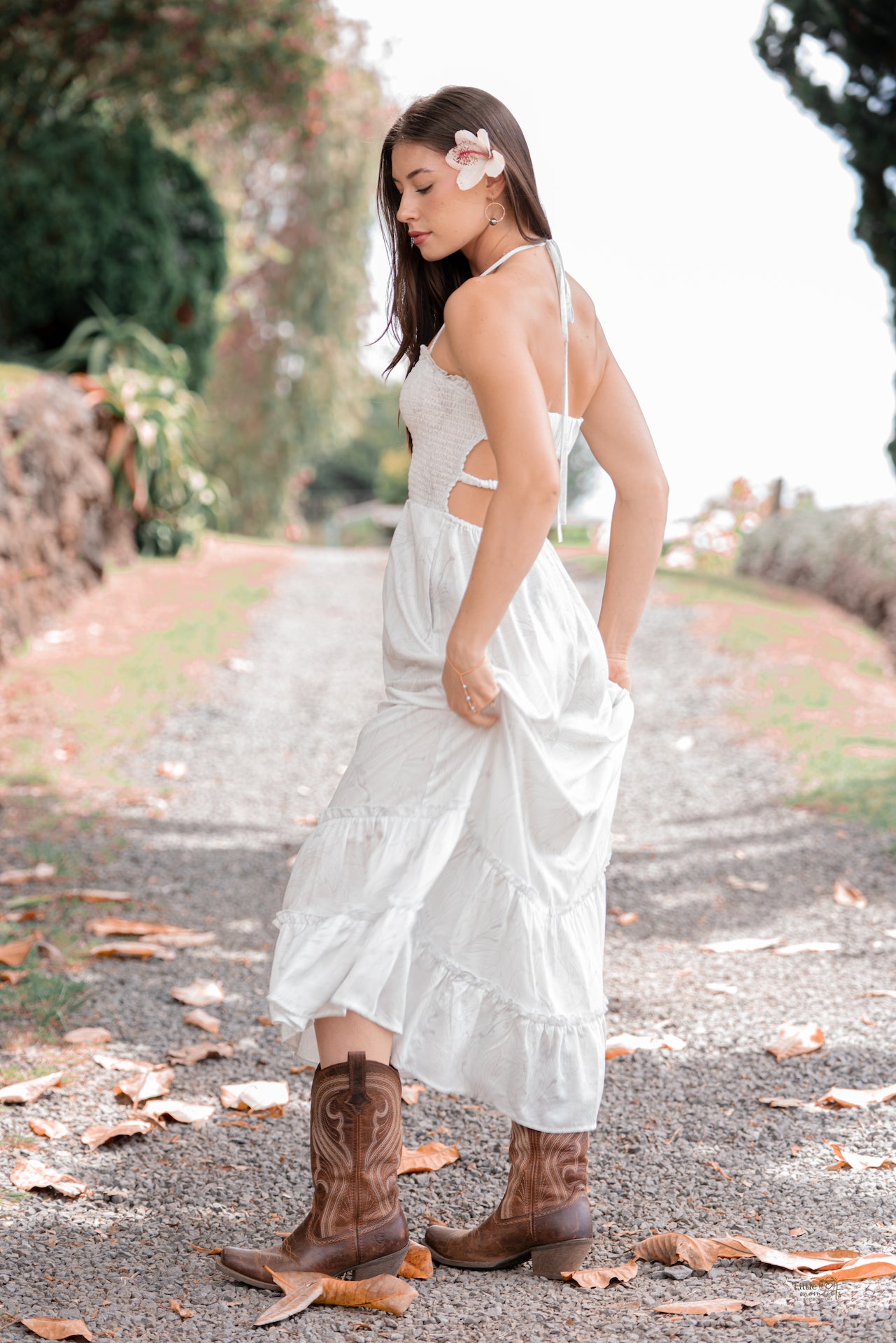 White Hibiscus Skirt Maxi