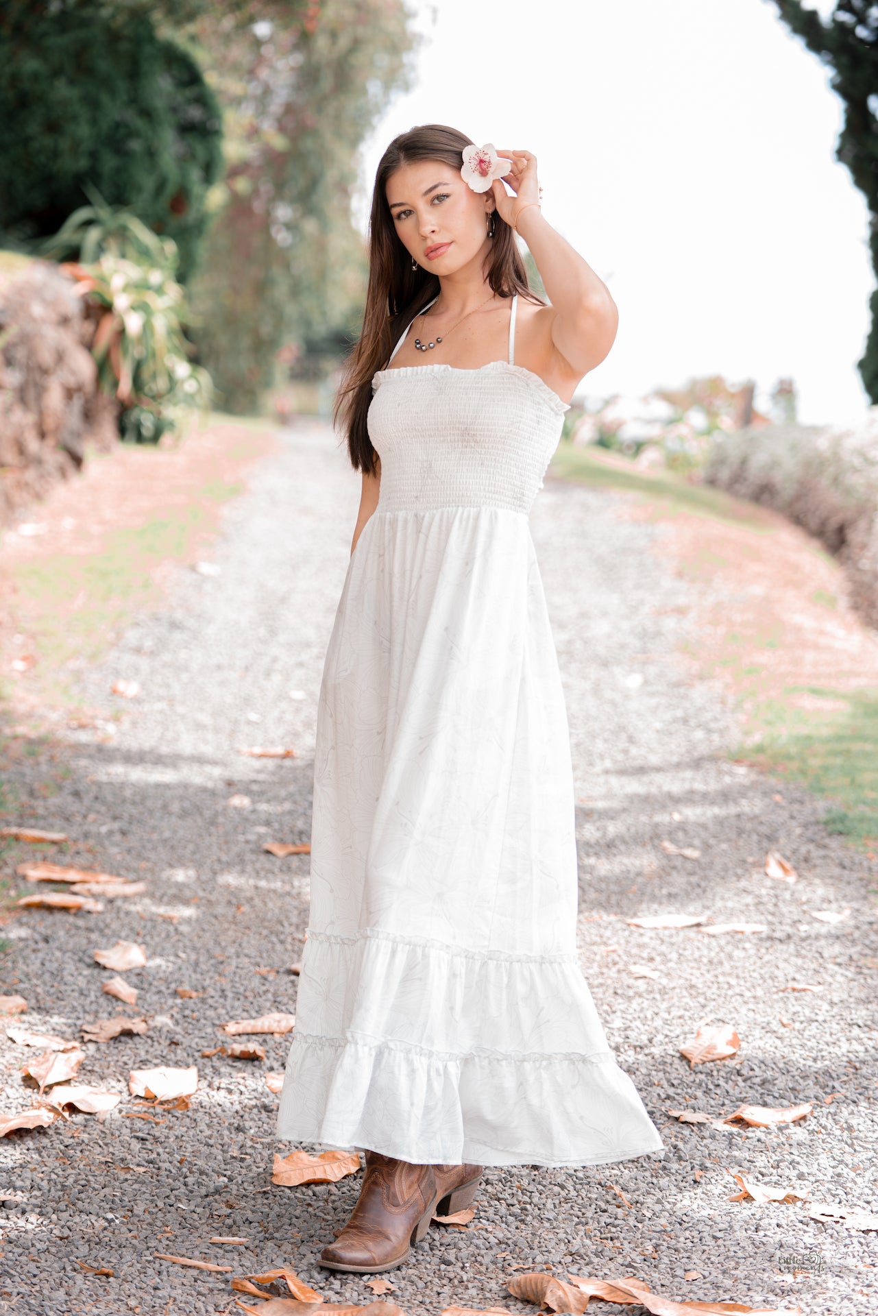 White Hibiscus Skirt Maxi