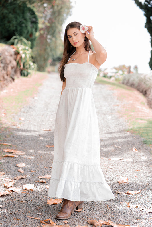 White Hibiscus Skirt Maxi