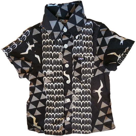 Black Iwa Youth Aloha Shirt