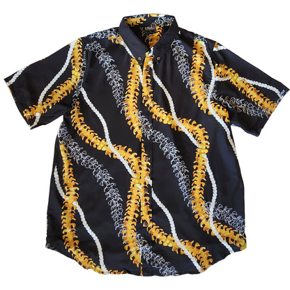 Black Puakenikeni Aloha Shirts