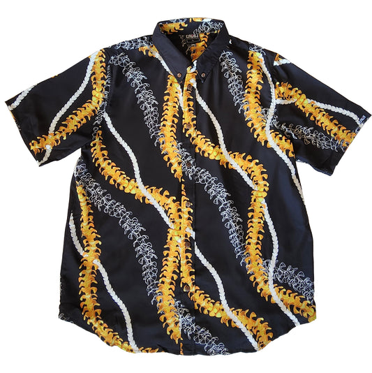 Black Puakenikeni Aloha Shirts