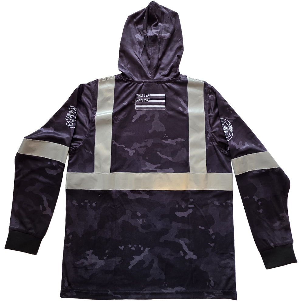 Youth Black Camo Safety Reflective HI VIZ Long Sleeve Hoodie