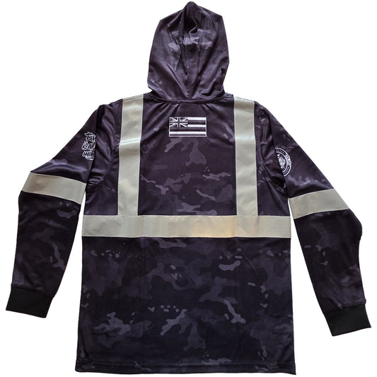 Youth Black Camo Safety Reflective HI VIZ Long Sleeve Hoodie