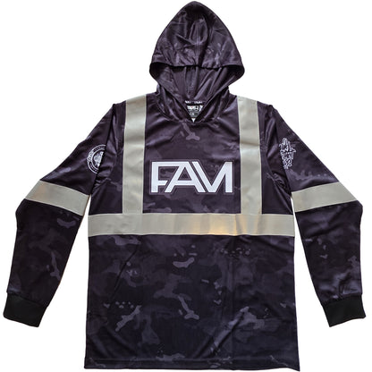 Youth Black Camo Safety Reflective HI VIZ Long Sleeve Hoodie