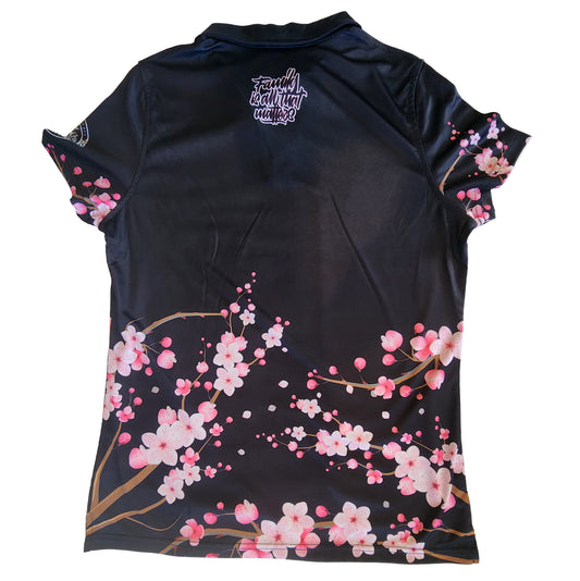 Black Cherry Blossom Women Polo