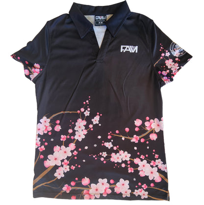 Black Cherry Blossom Women Polo