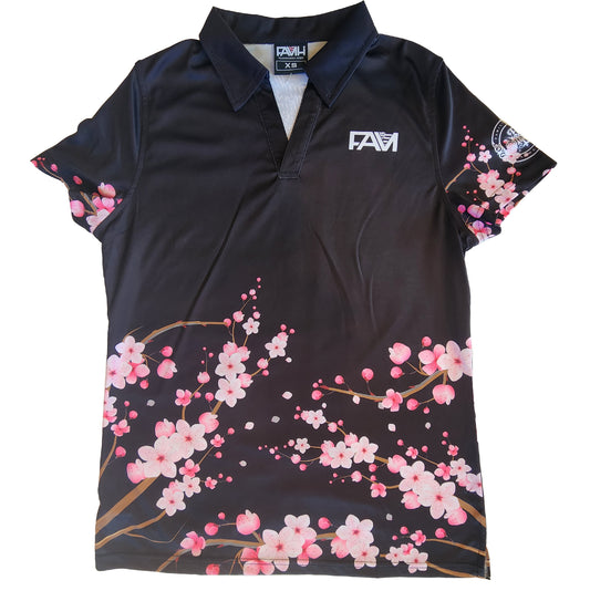 Black Cherry Blossom Women Polo