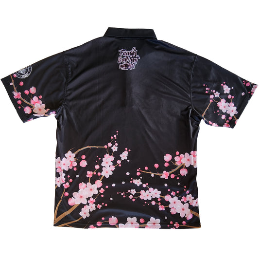 Black Cherry Blossom Mens Polo