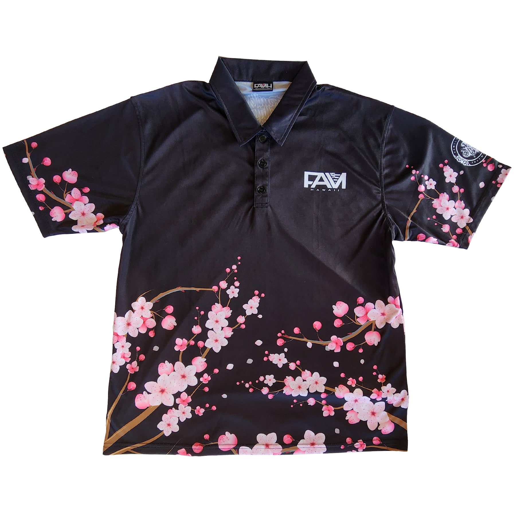 Black Cherry Blossom Mens Polo – FAMHI